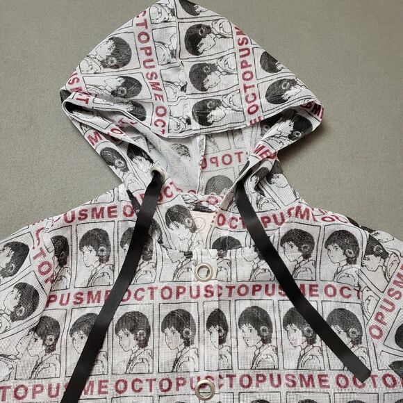 Octopus me anime weird mesh short sleeve hooded shirt. - Picture 4 of 15
